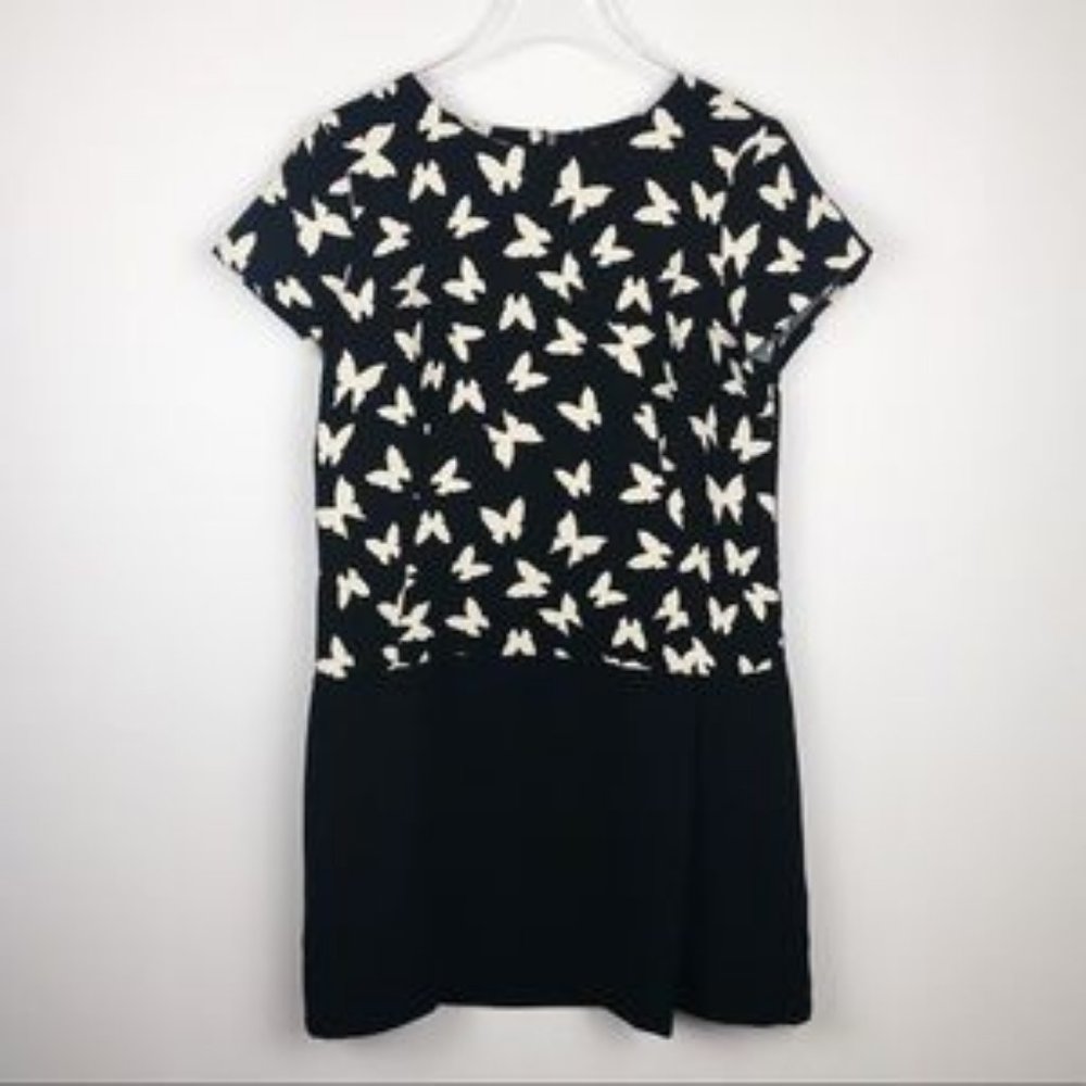 LOFT Black and White Butterfly Shift Career Dress Size 6 - Picture 4 of 6